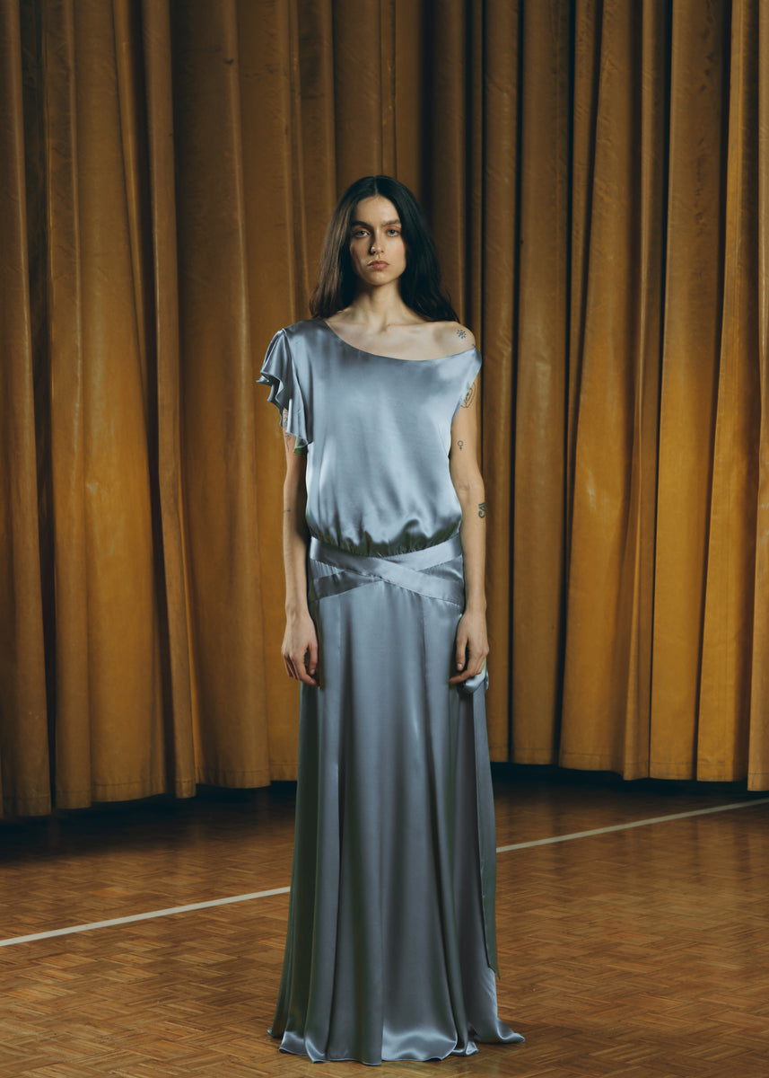 VESTIDO SEDA AÑOS VEINTE AZUL