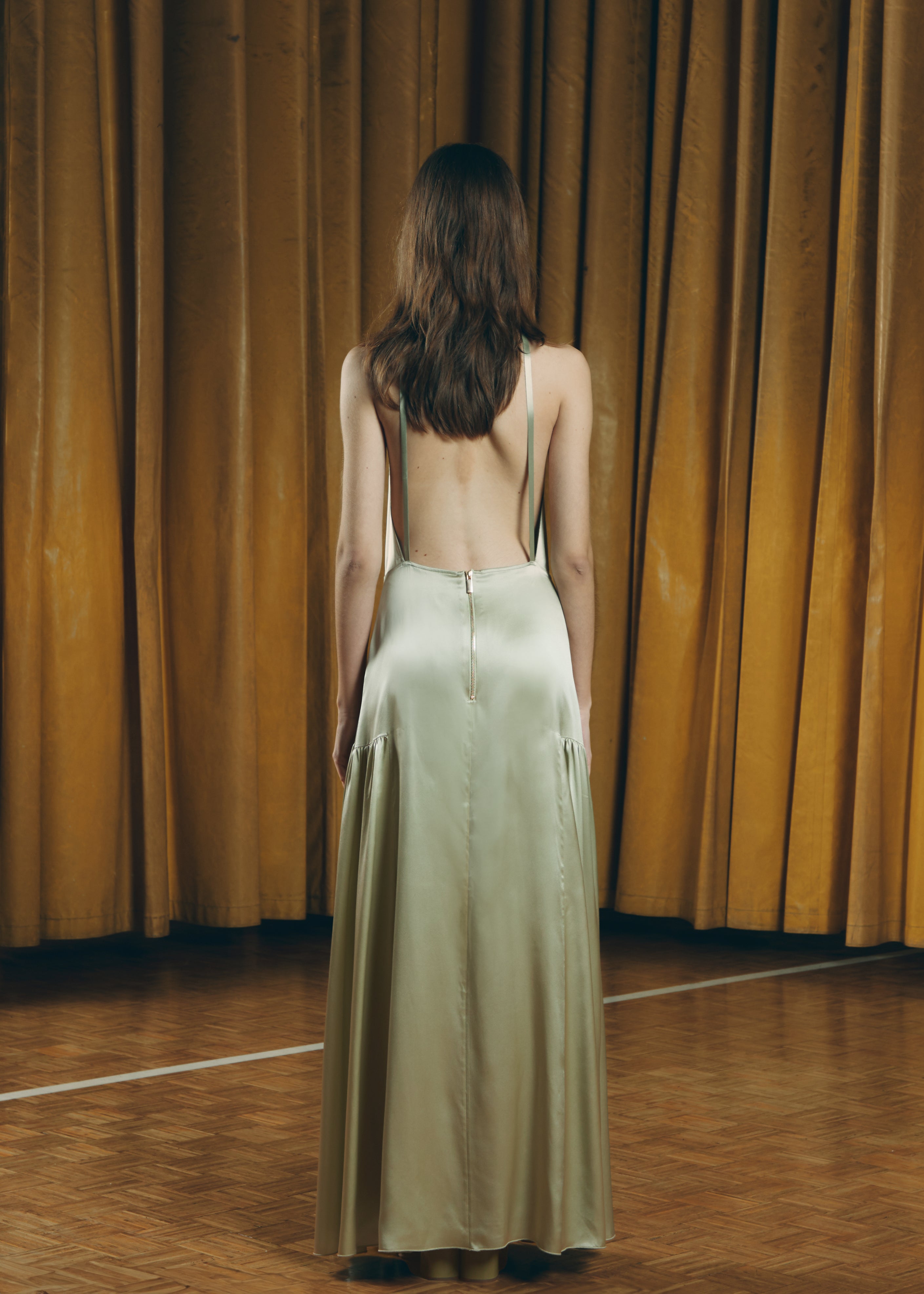 HALTER GREEN SILK DRESS – Teresa Helbig