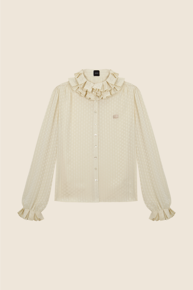 Chiffon Pleated Collar Shirt