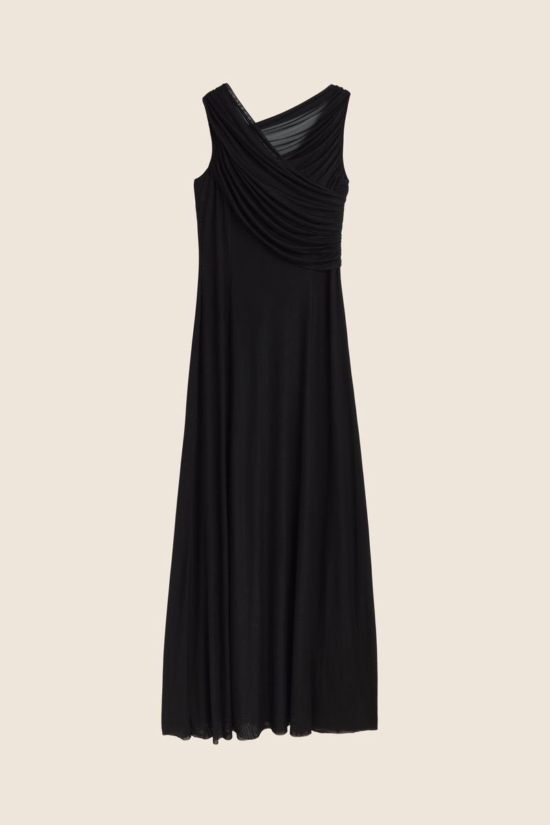 <span>Vestido drapeado capucha negro</span>