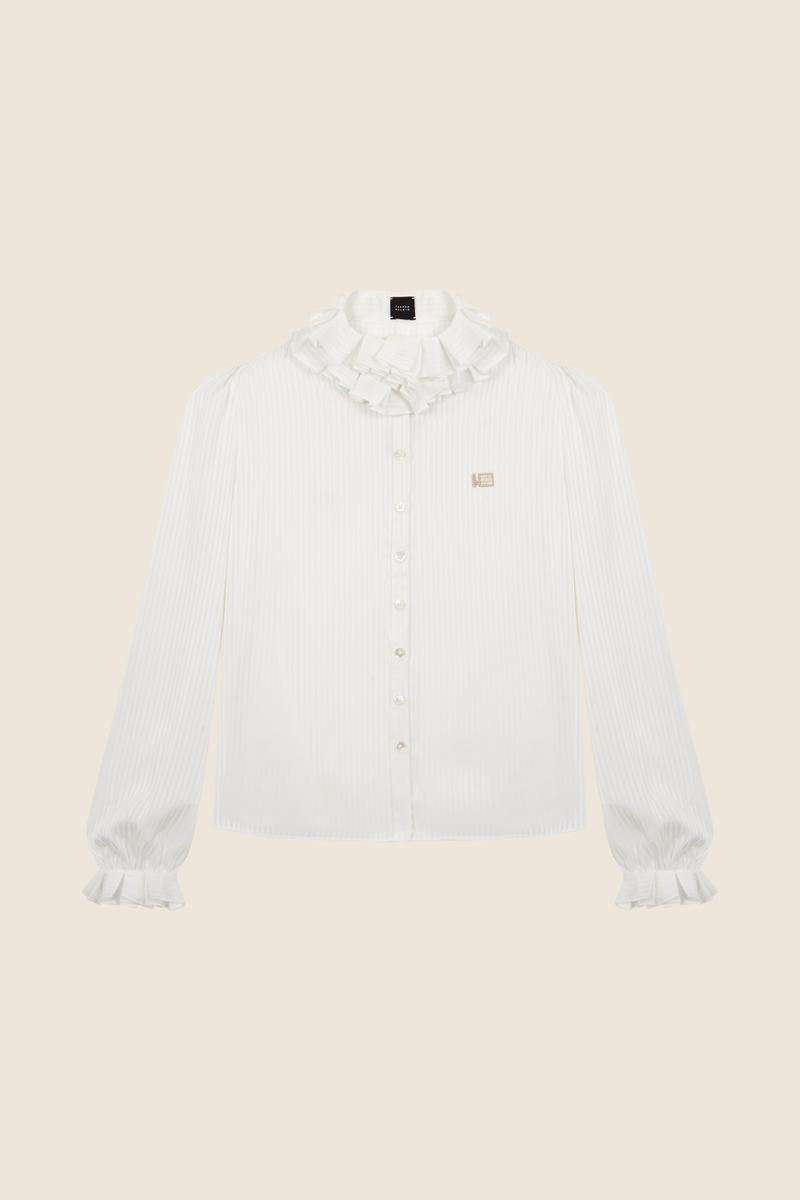 Chiffon Pleated Collar Shirt