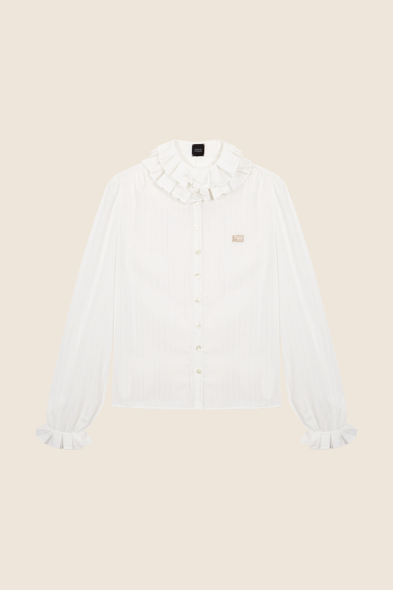 Lurex Pleated Collar Shirt