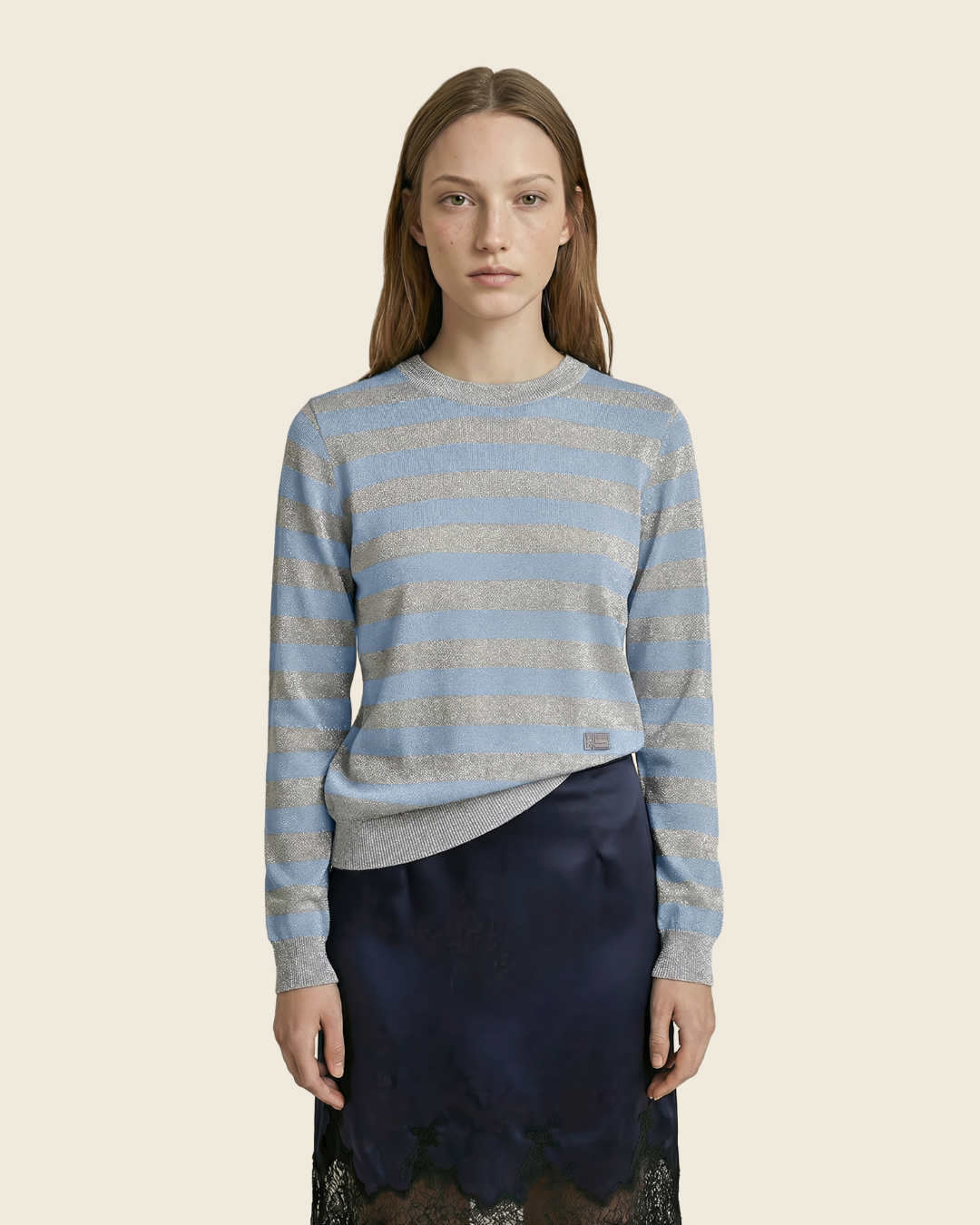 STRIPED LUREX JERSEY