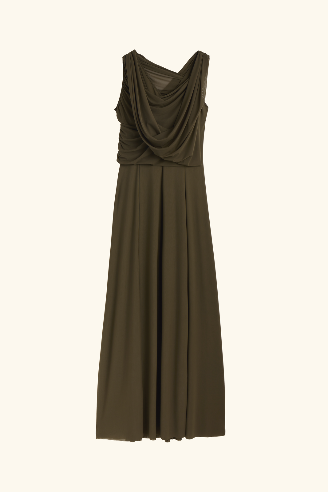 Draped khaki hooded dress