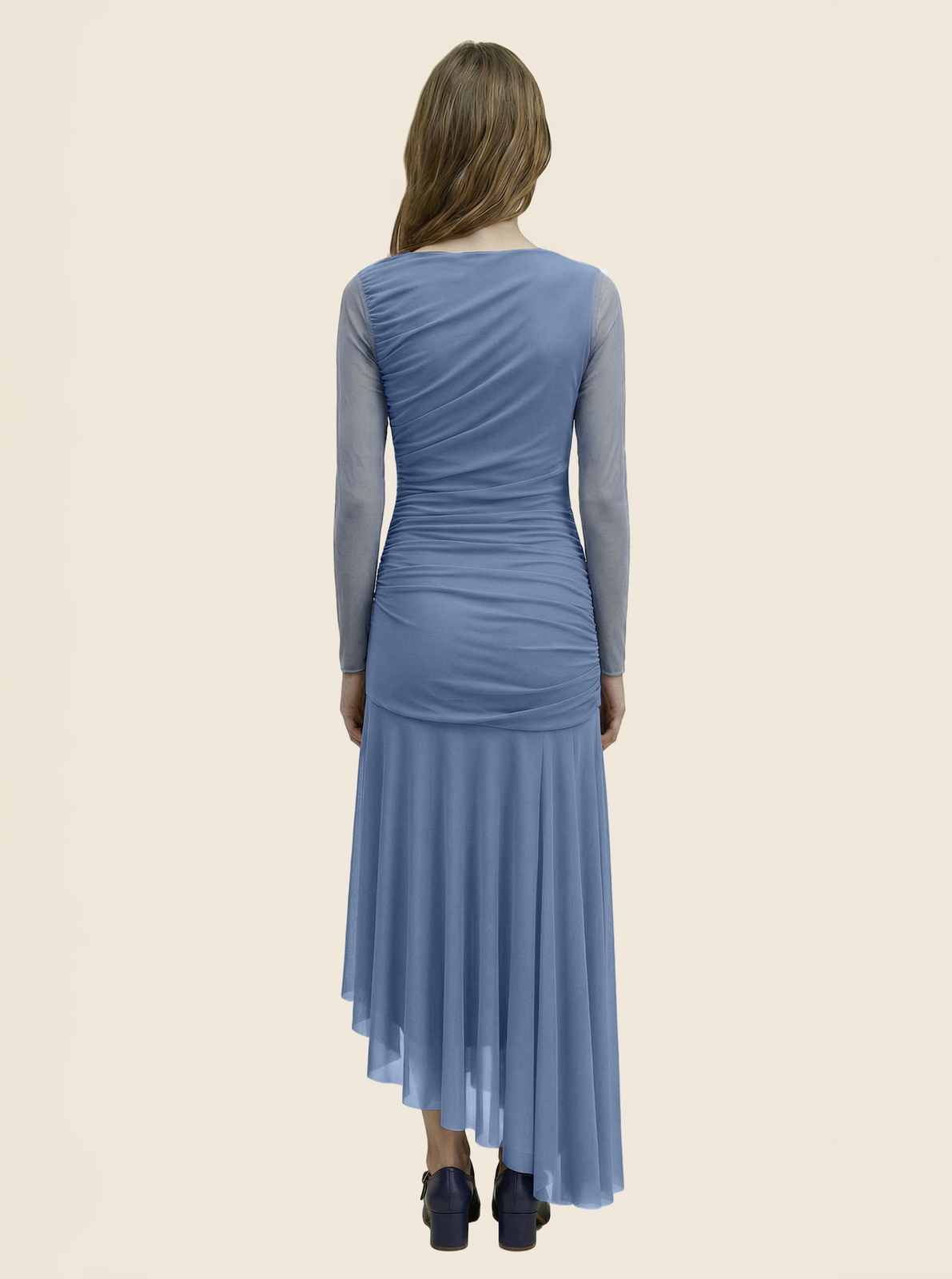VESTIDO DE TUL ASIMÉTRICO AZUL
