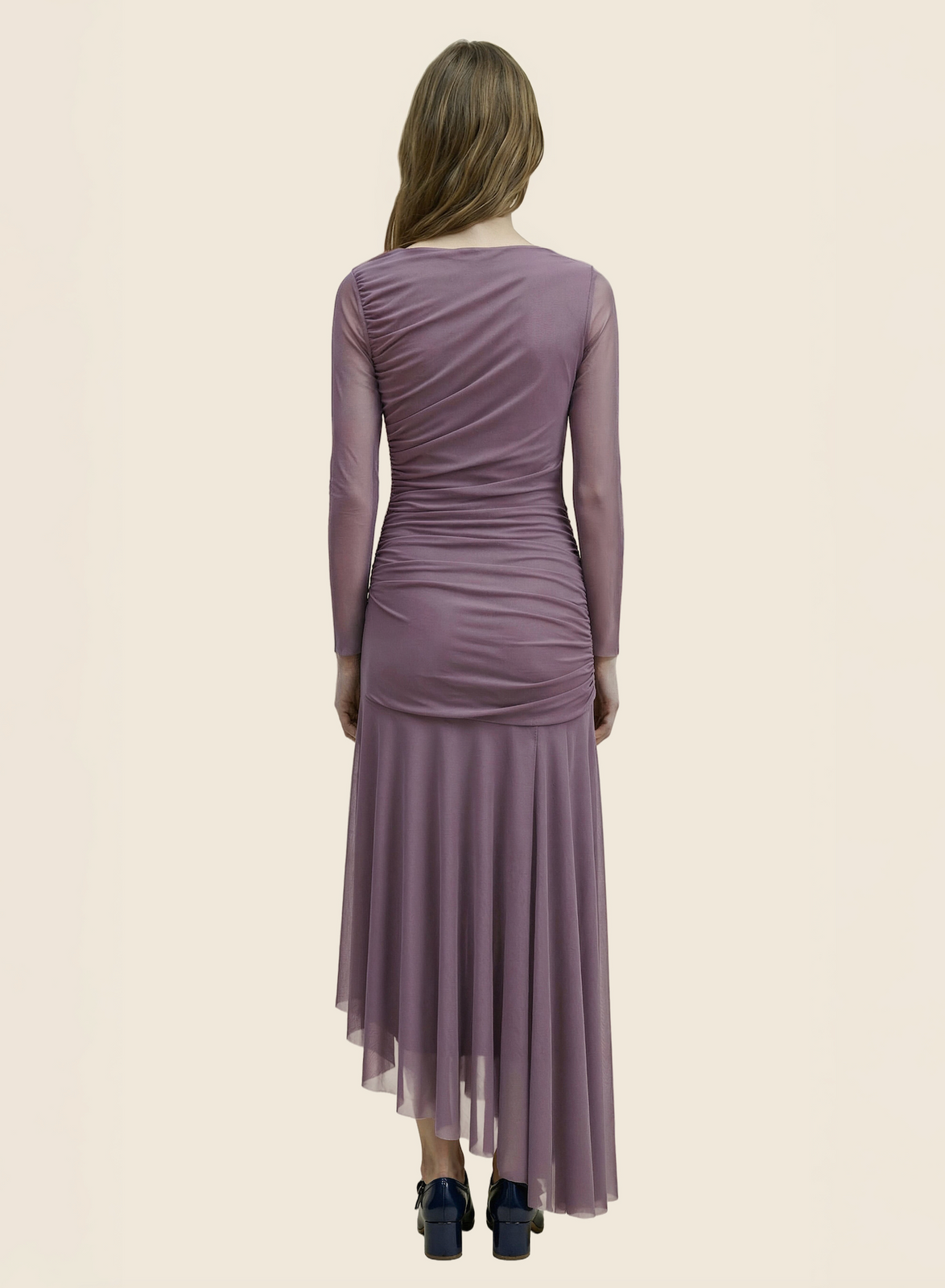 VESTIDO DE TUL ASIMÉTRICO MALVA