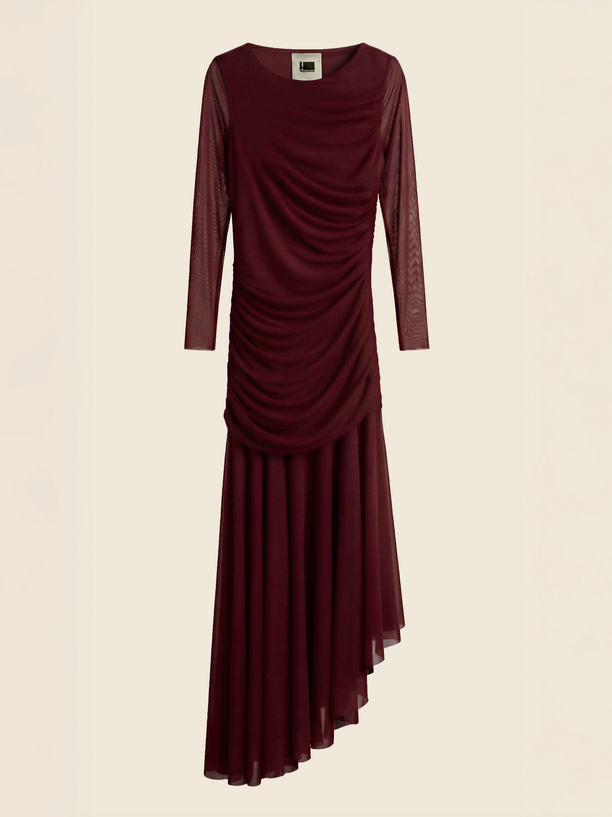 VESTIDO DE TUL ASIMÉTRICO BURDEOS