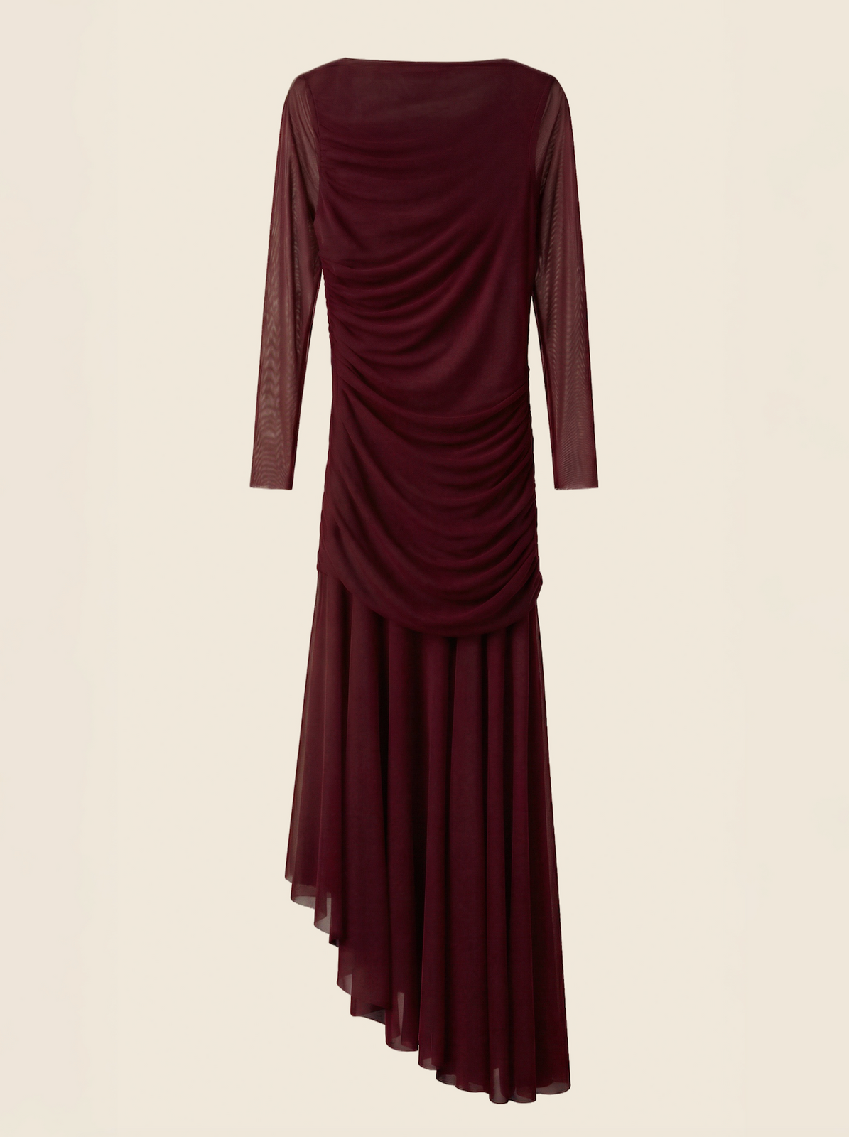 VESTIDO DE TUL ASIMÉTRICO BURDEOS
