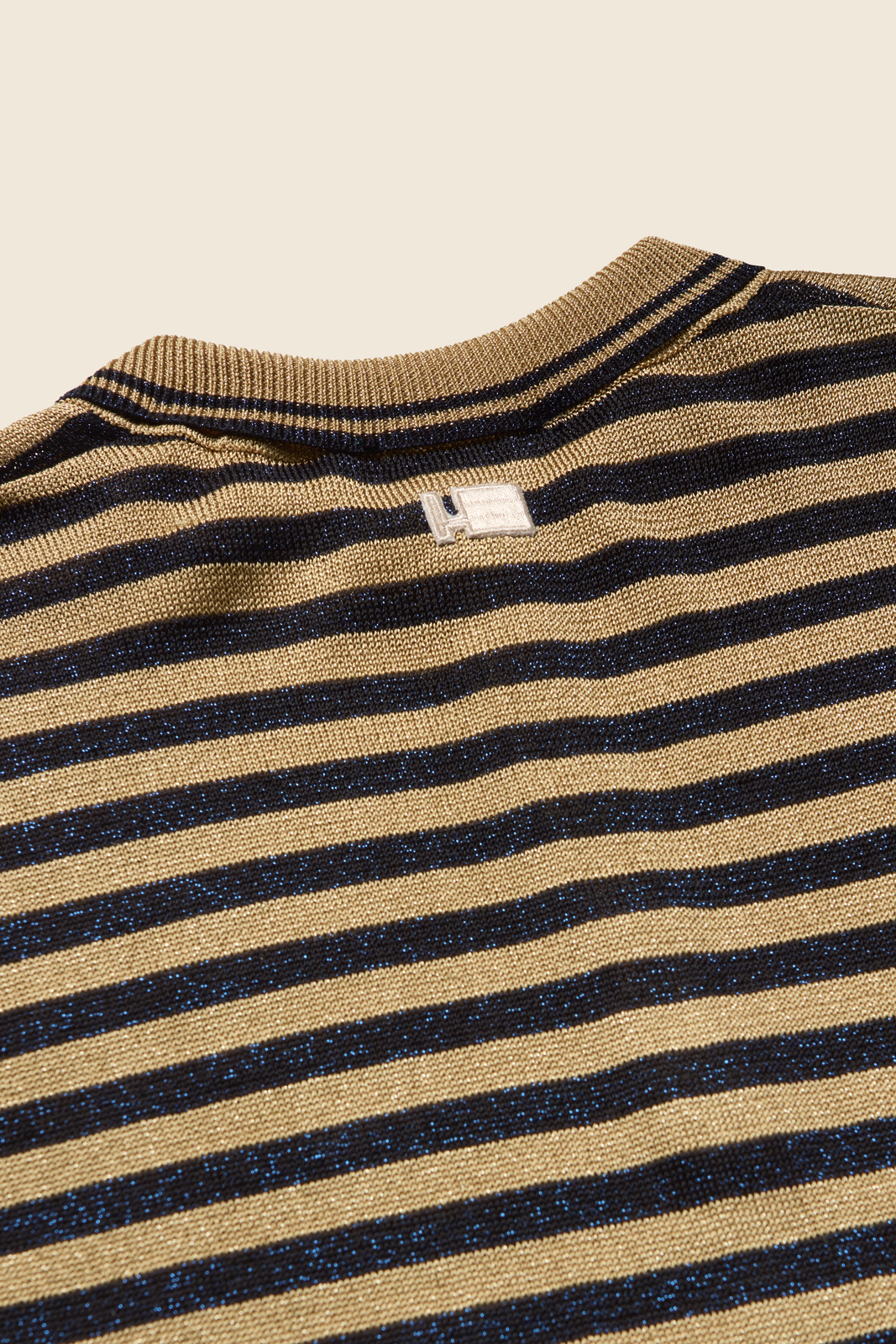 Striped metallic knit polo