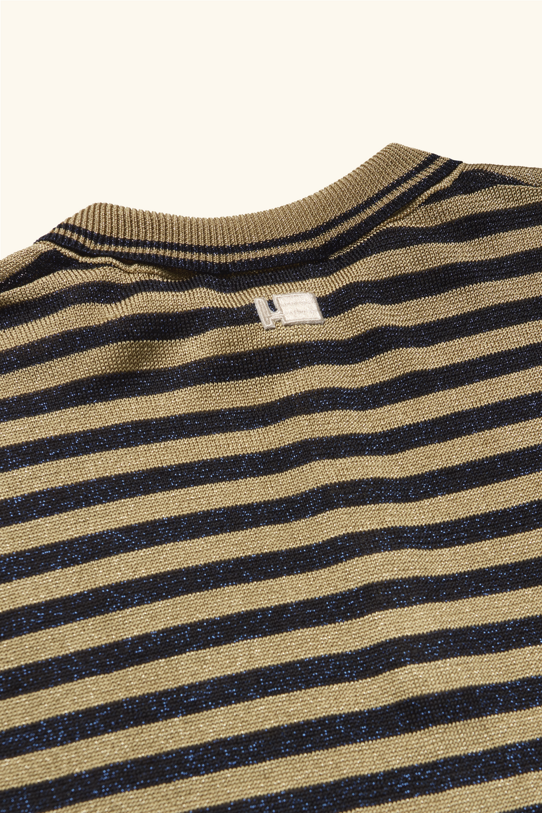 Striped metallic knit polo