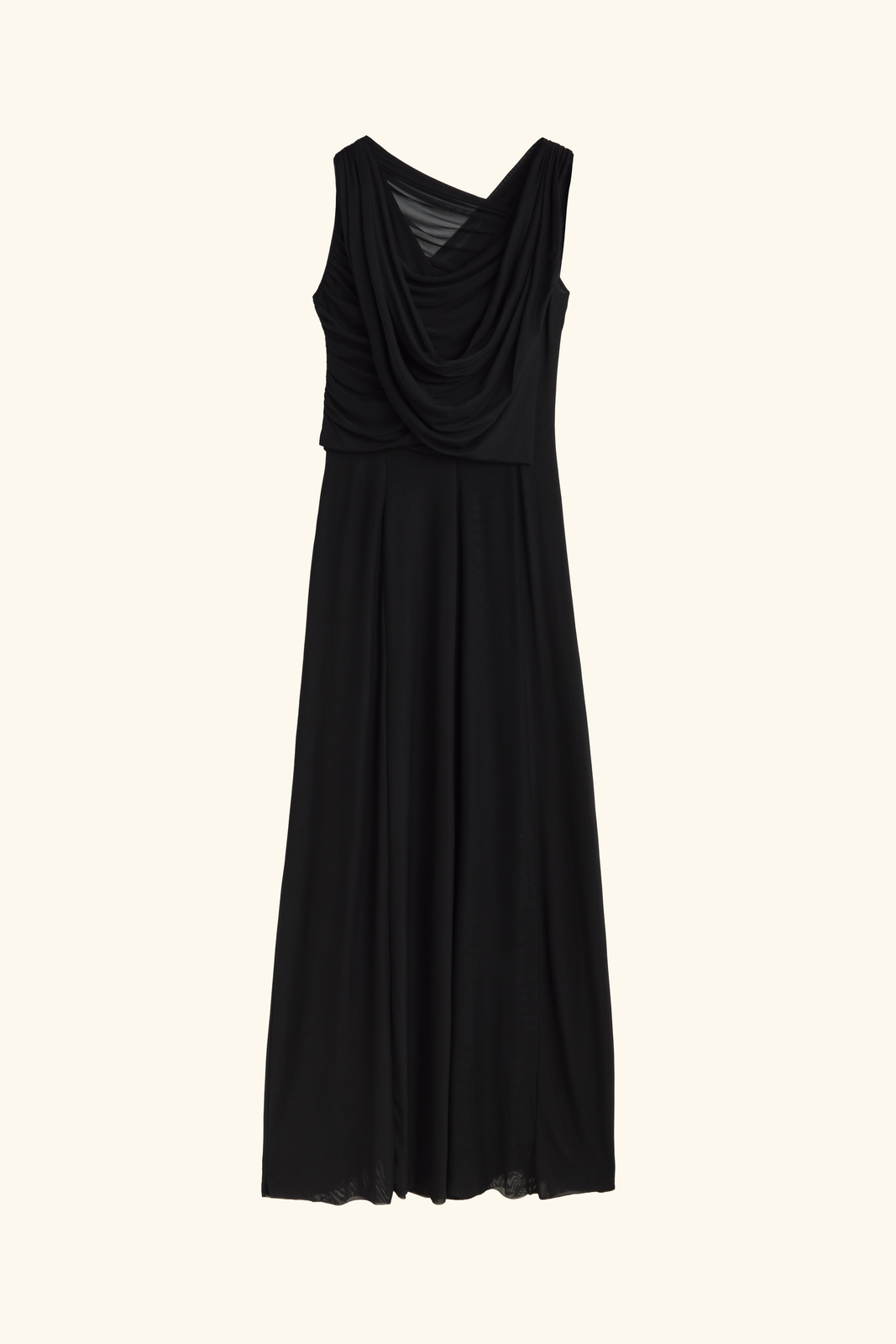 Draped black hooded dress