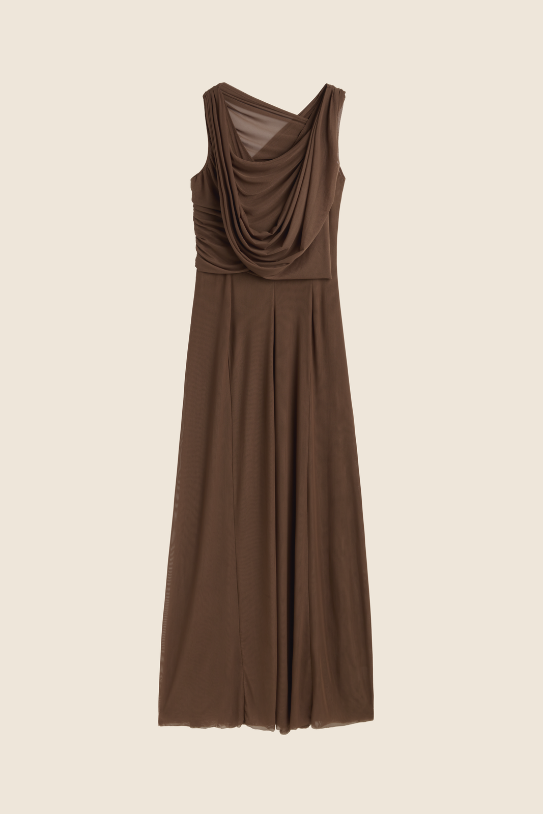 Draped terracotta hooded dress