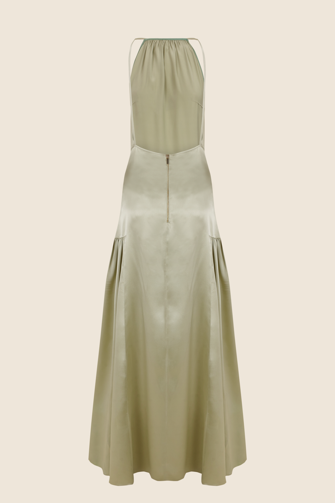 HALTER GREEN SILK DRESS