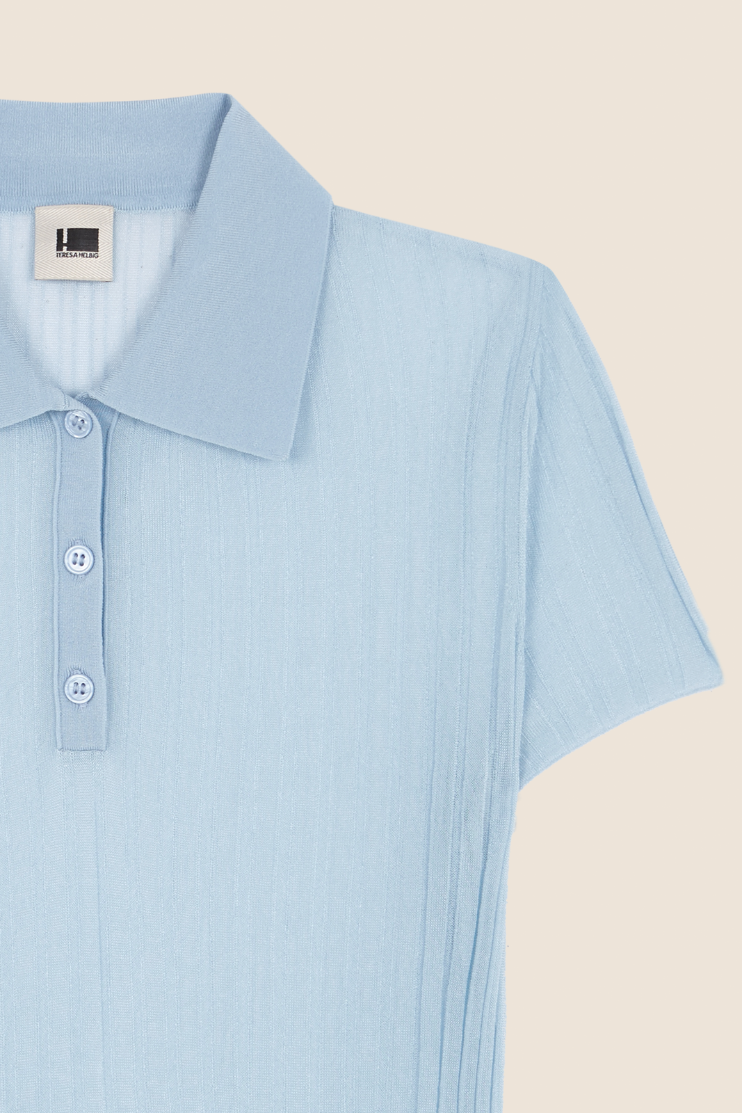 RIBBED LIGHT BLUE KNIT POLO