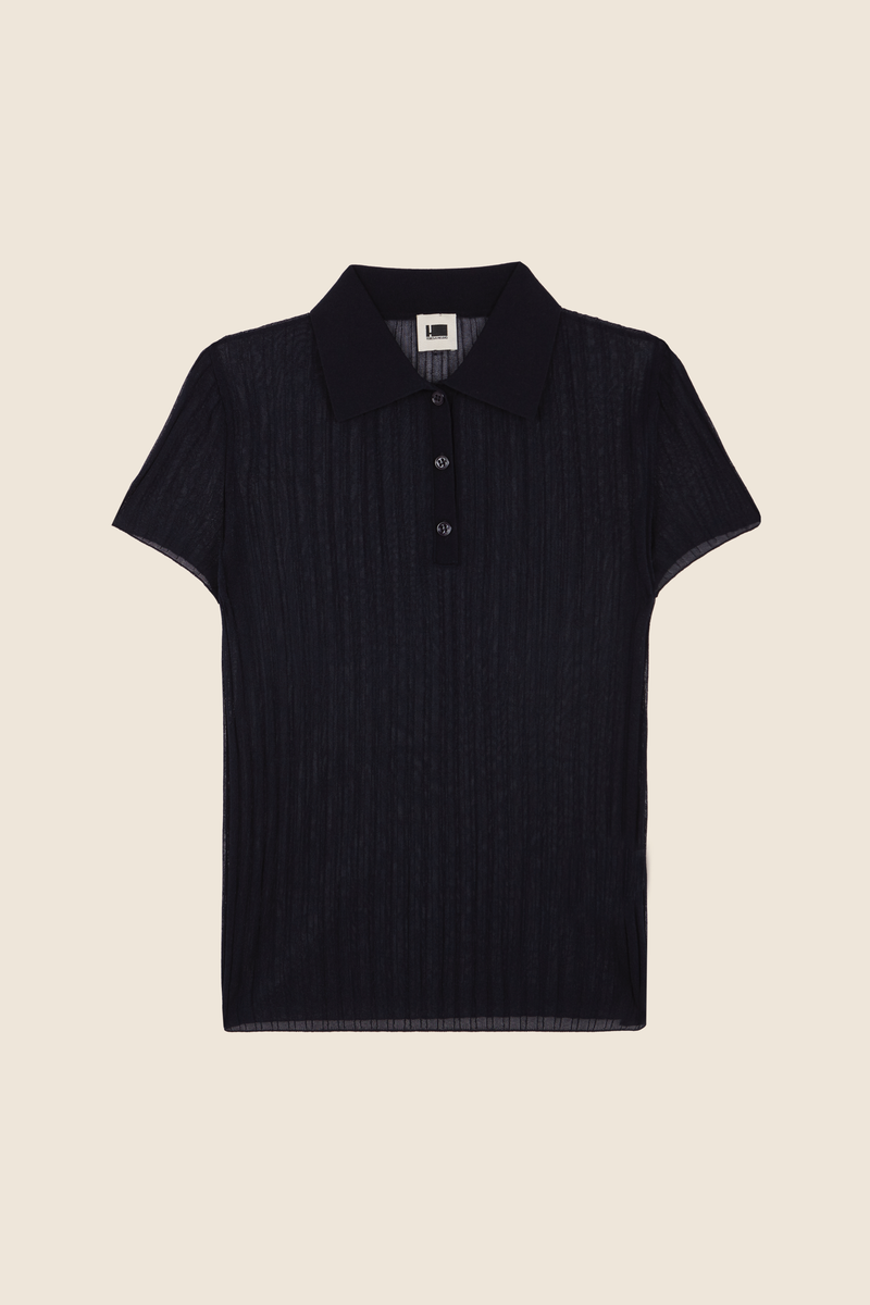 RIBBED NAVY KNIT POLO