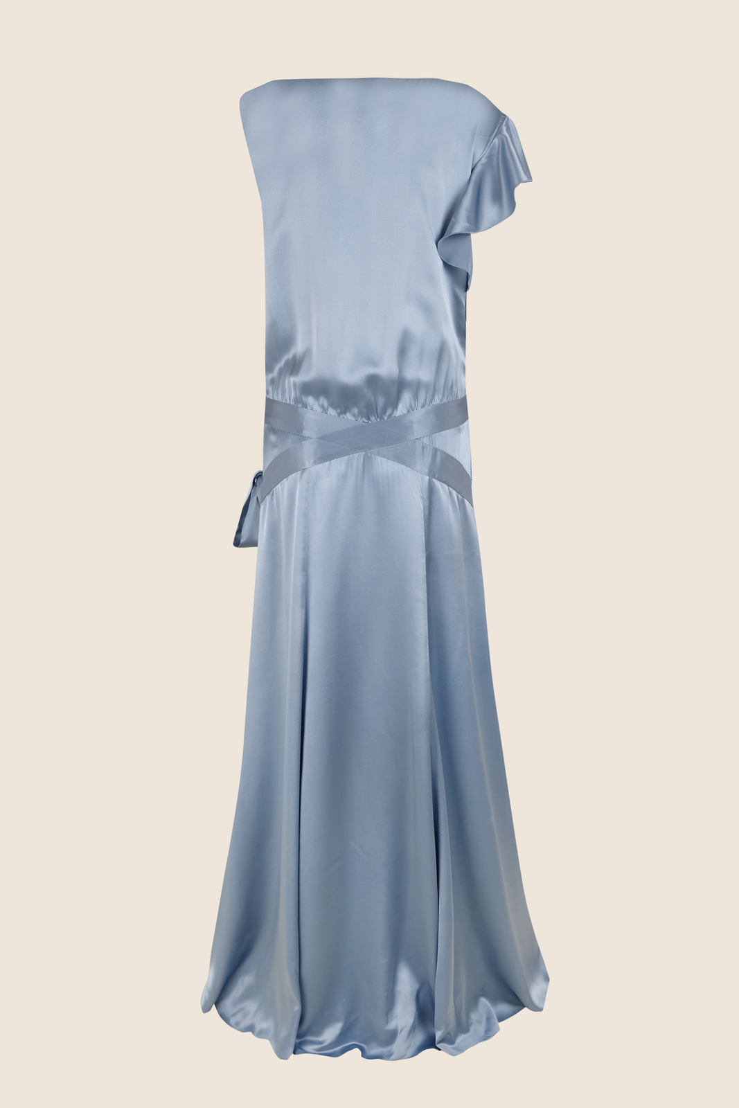 TWENTIES-STYLE BLUE SILK DRESS