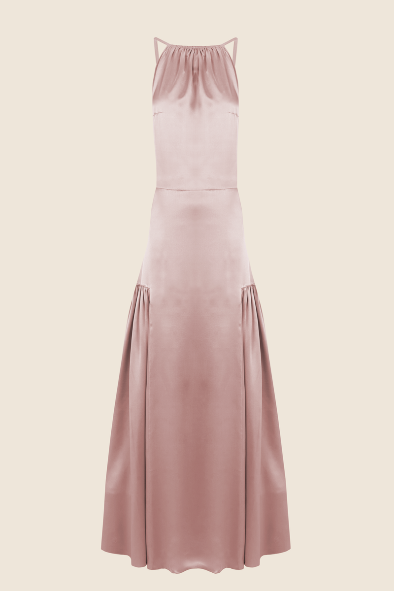 HALTER PINK SILK DRESS