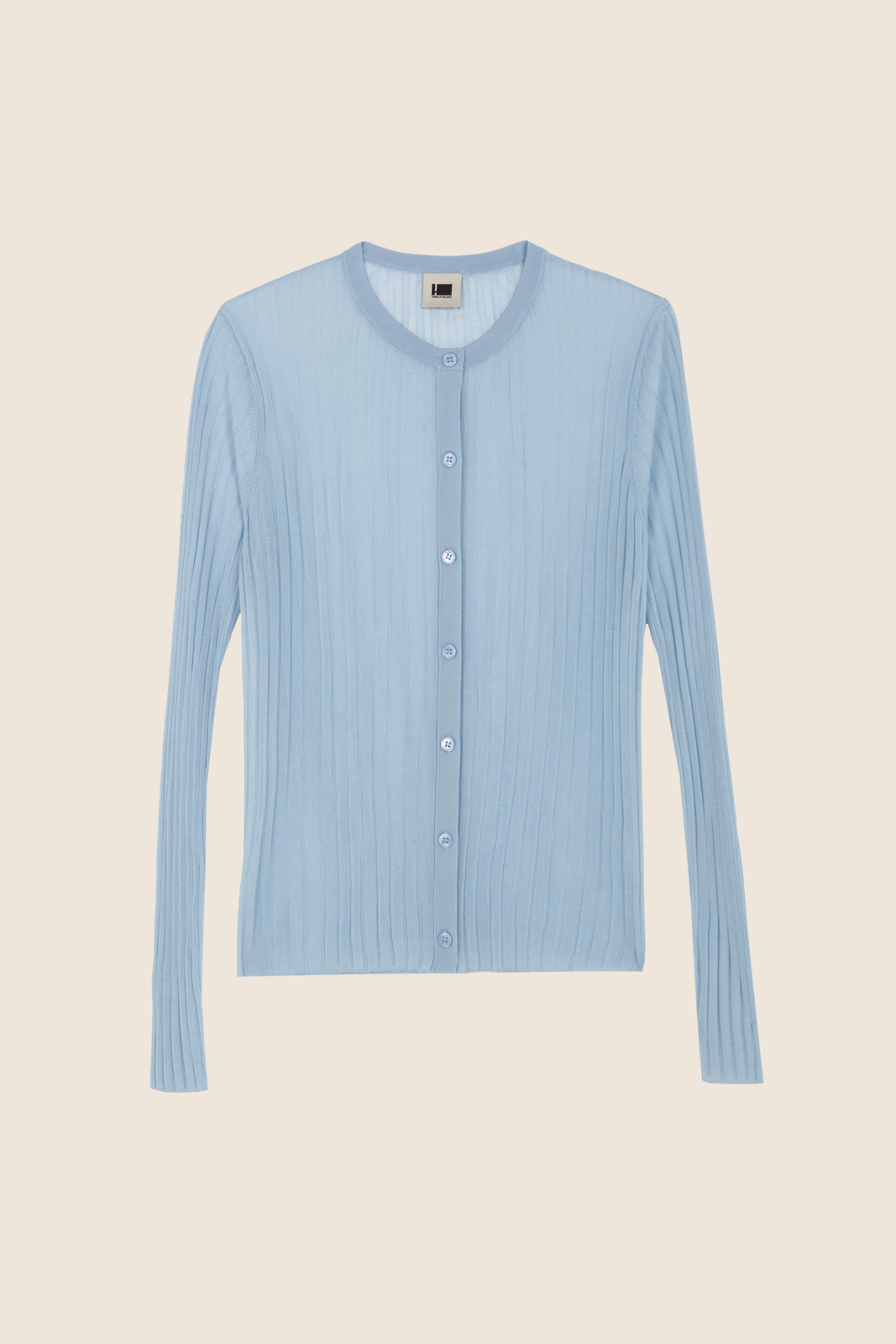 RIBBED LIGHT BLUE KNIT CARDIGAN