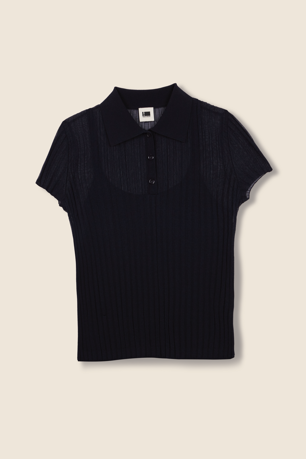 RIBBED NAVY KNIT POLO