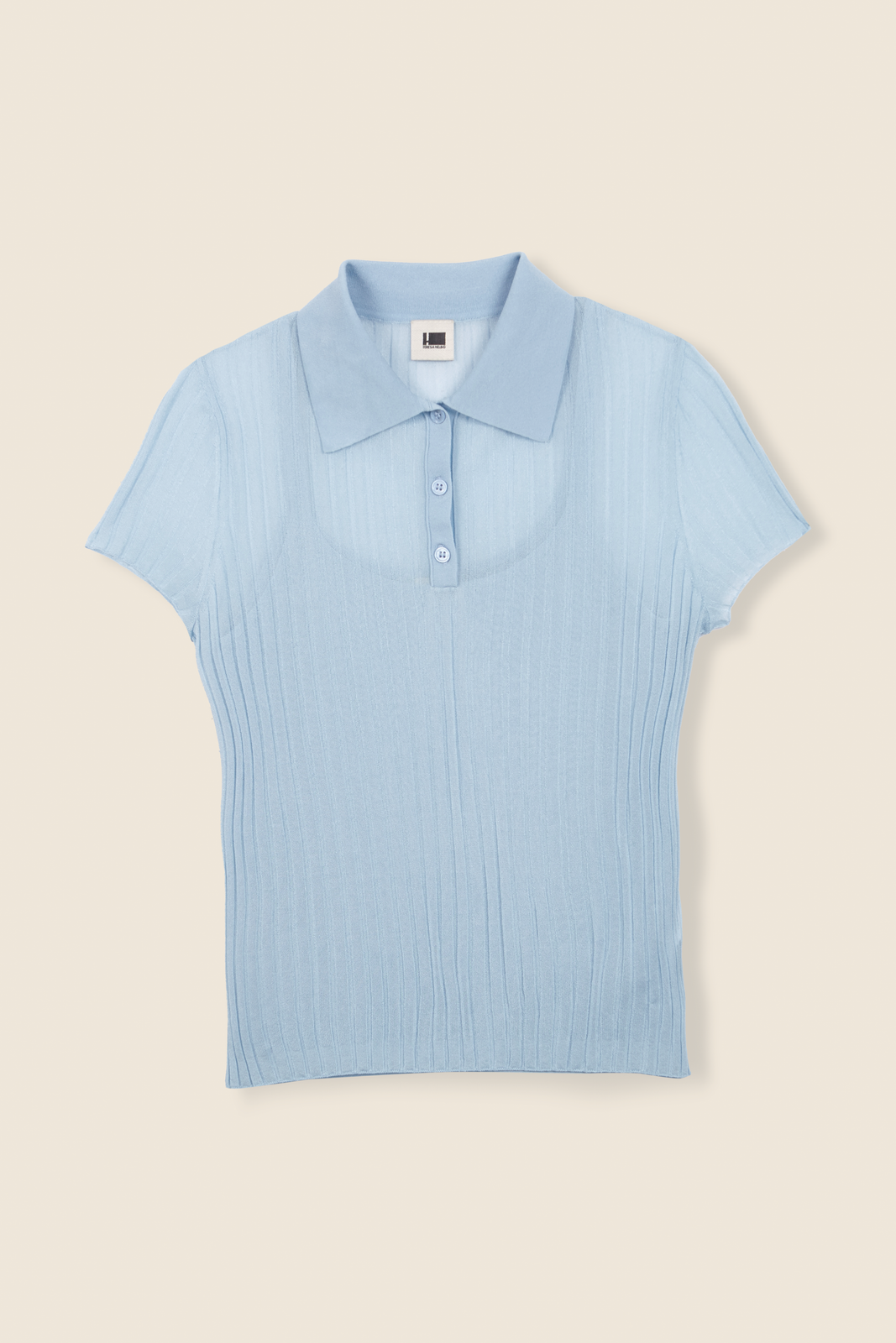 RIBBED LIGHT BLUE KNIT POLO