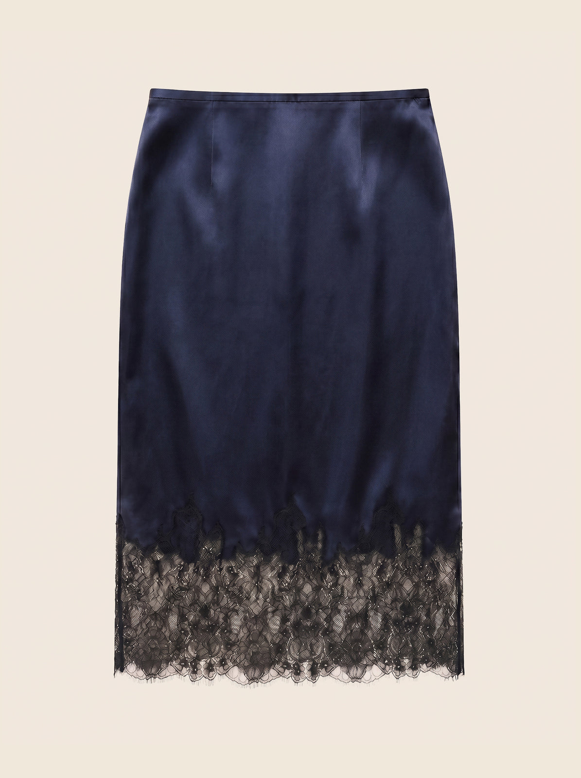 NAVY SATIN SKIRT