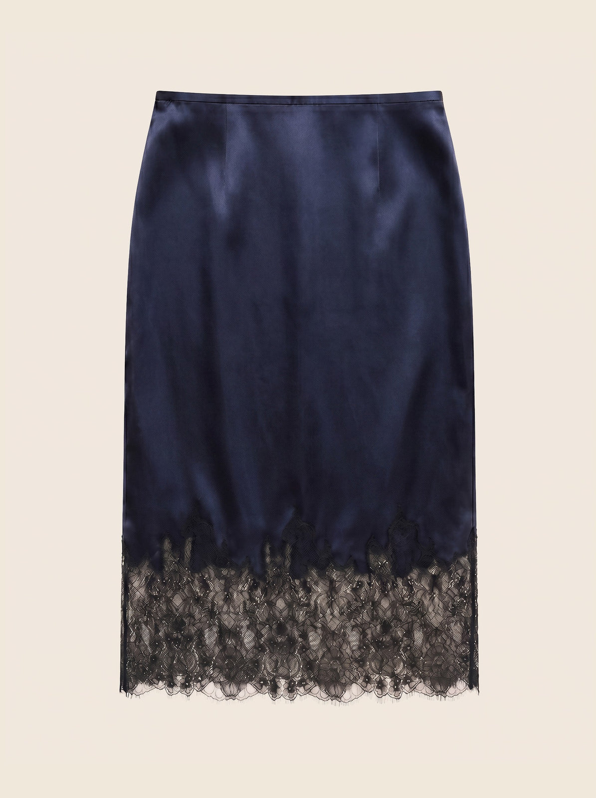 NAVY SATIN SKIRT