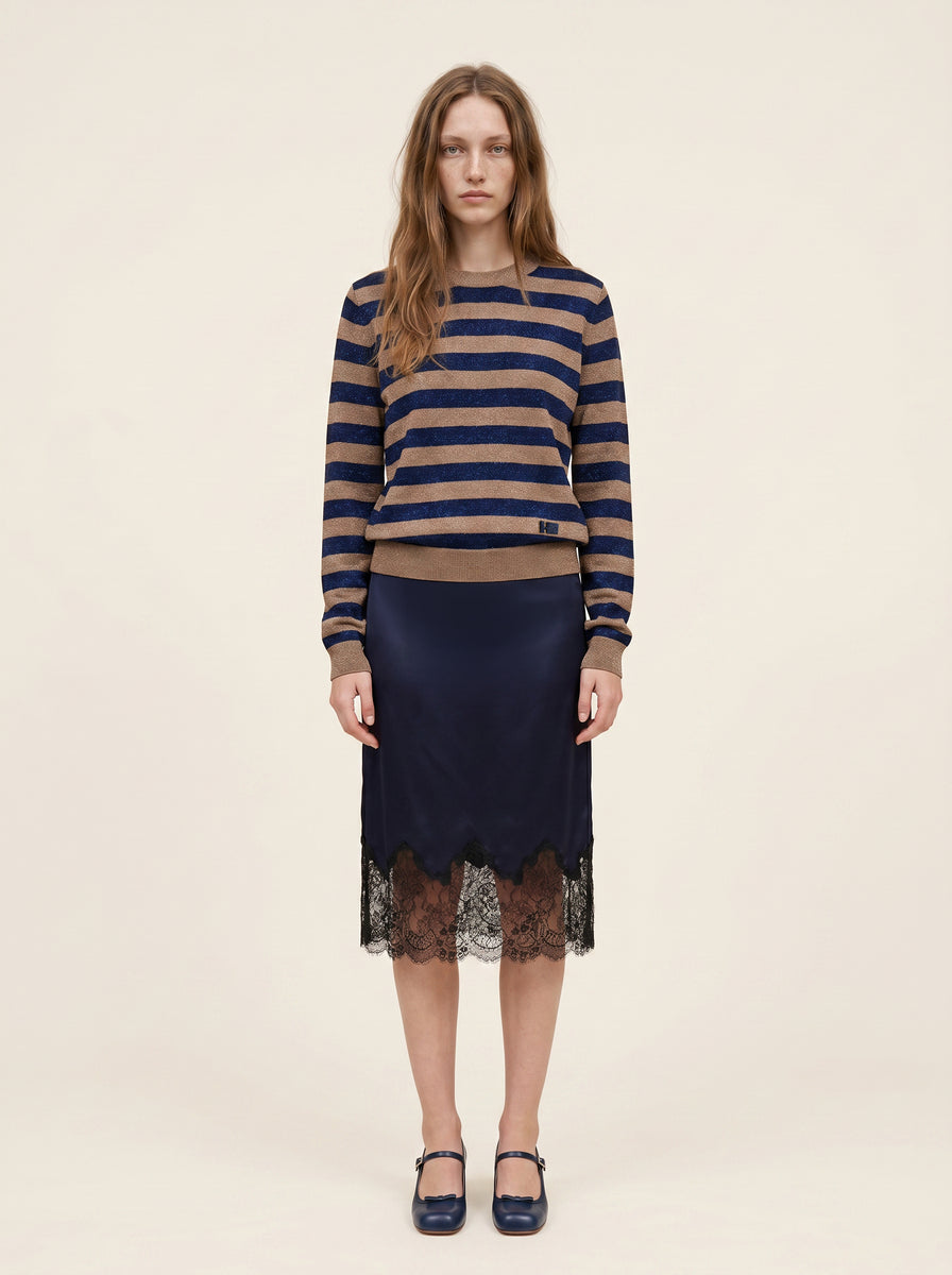 FALDA DE SEDA NAVY