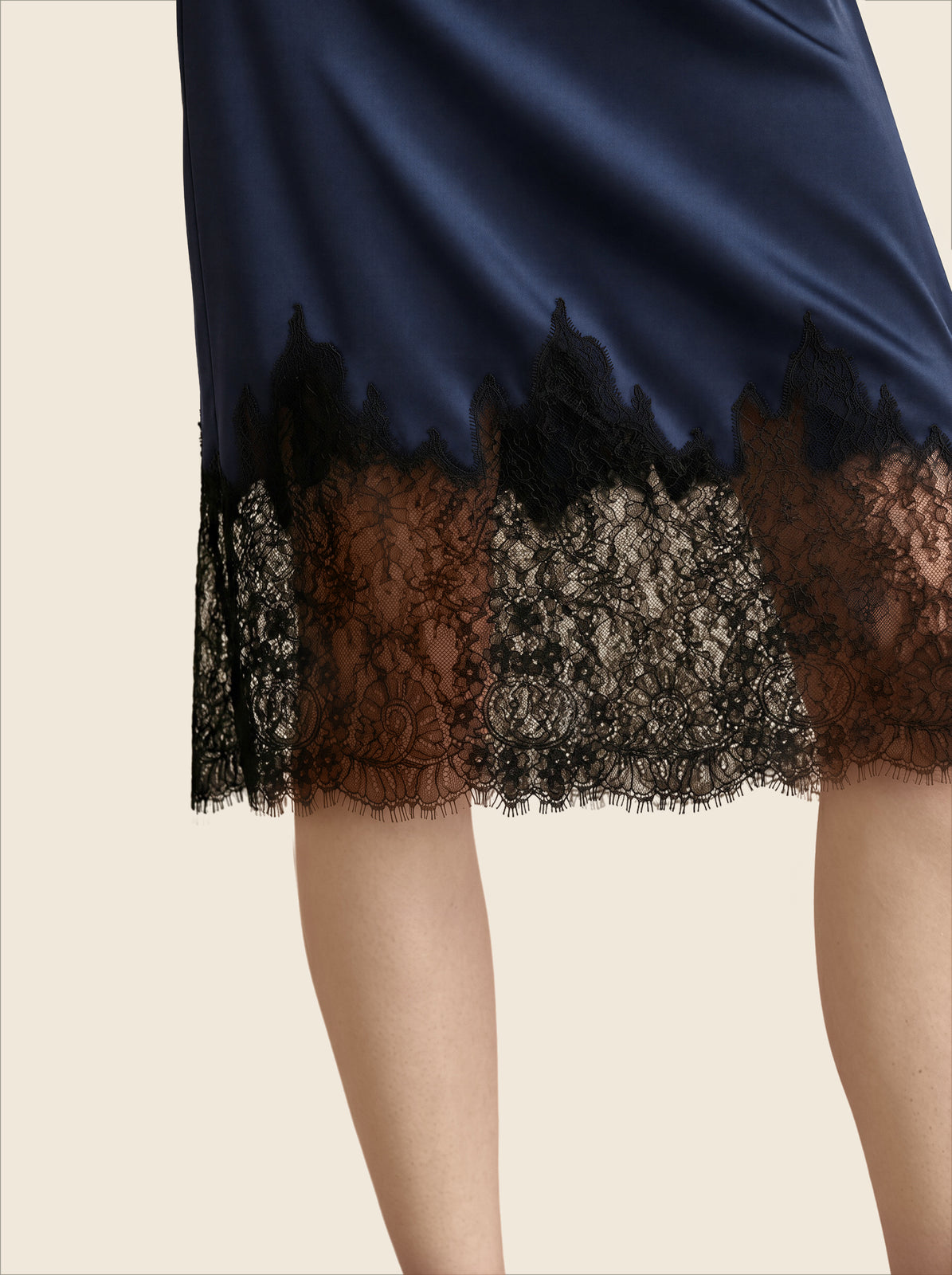 NAVY SATIN SKIRT