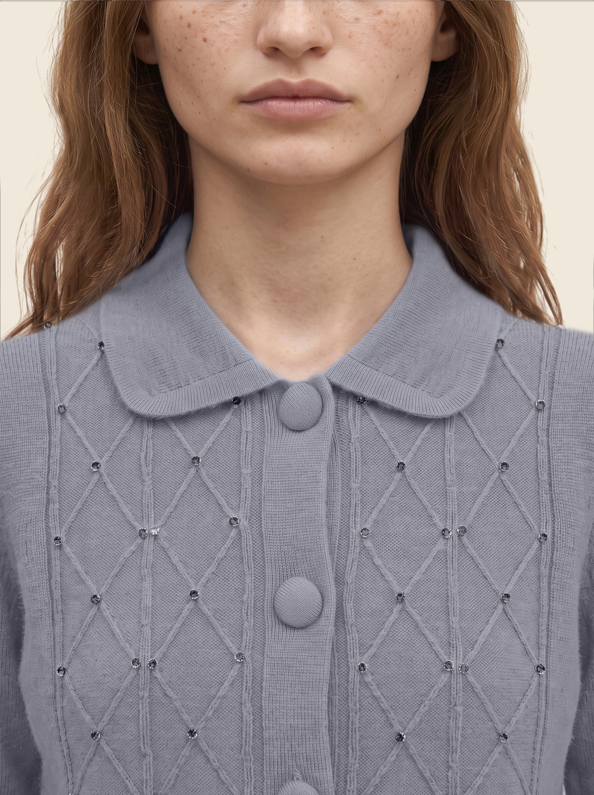 GREY CRYSTAL CARDIGAN