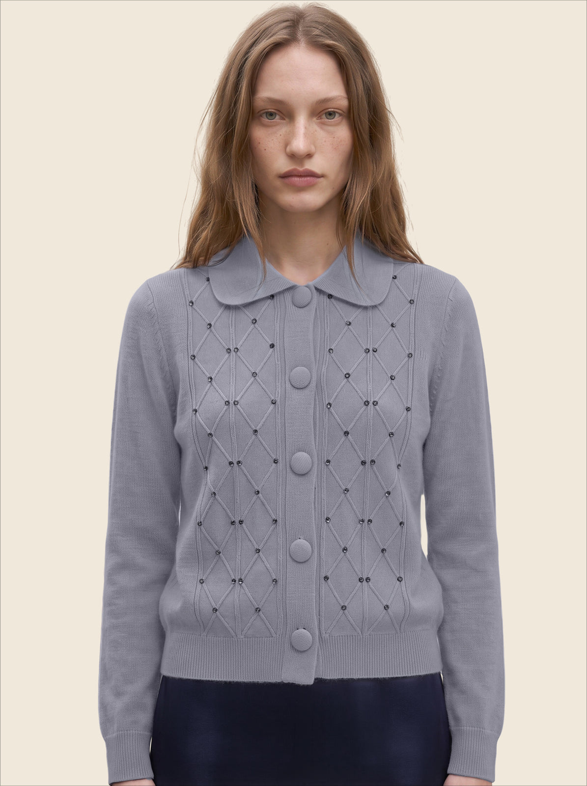 GREY CRYSTAL CARDIGAN