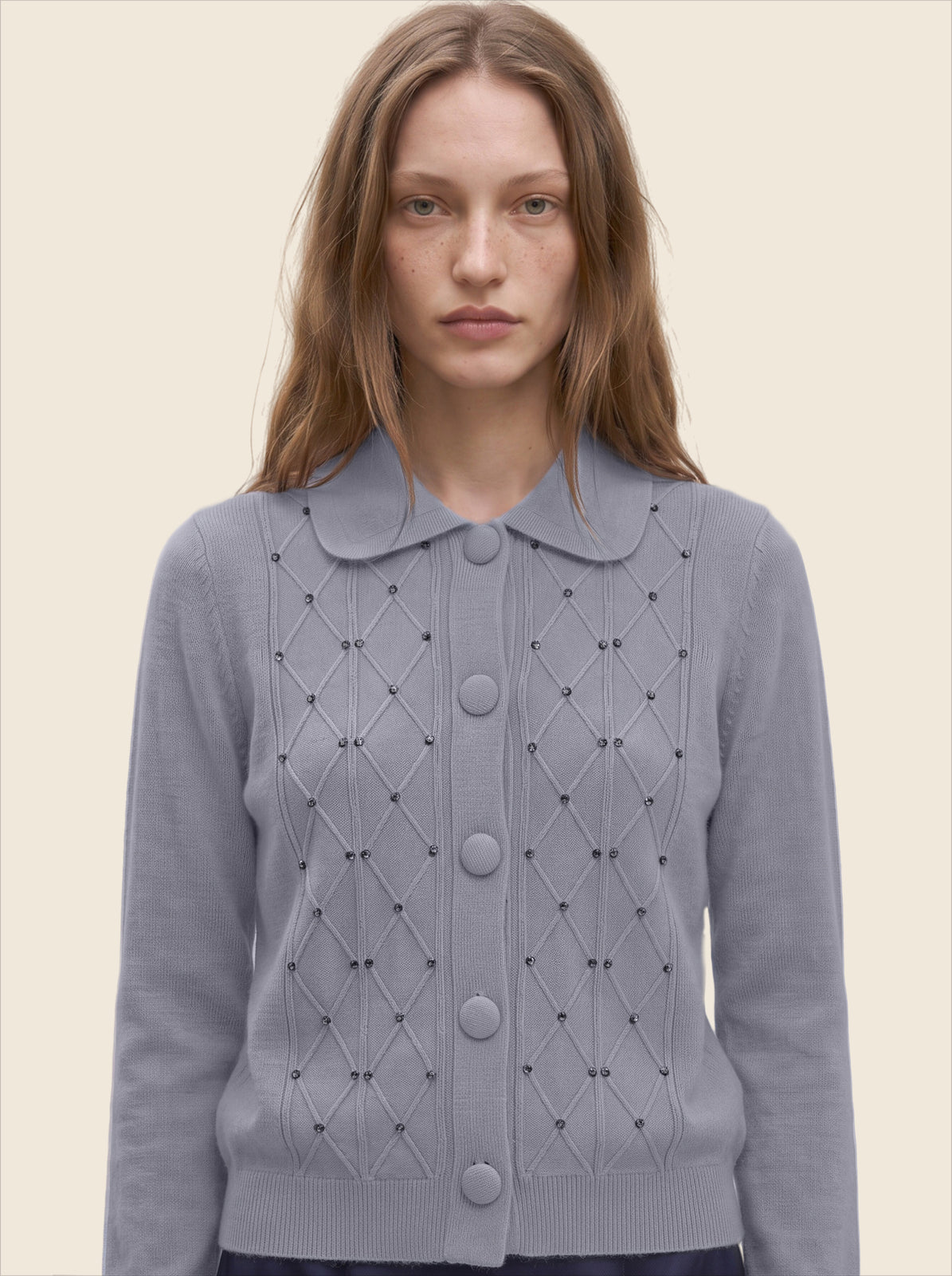 GREY CRYSTAL CARDIGAN