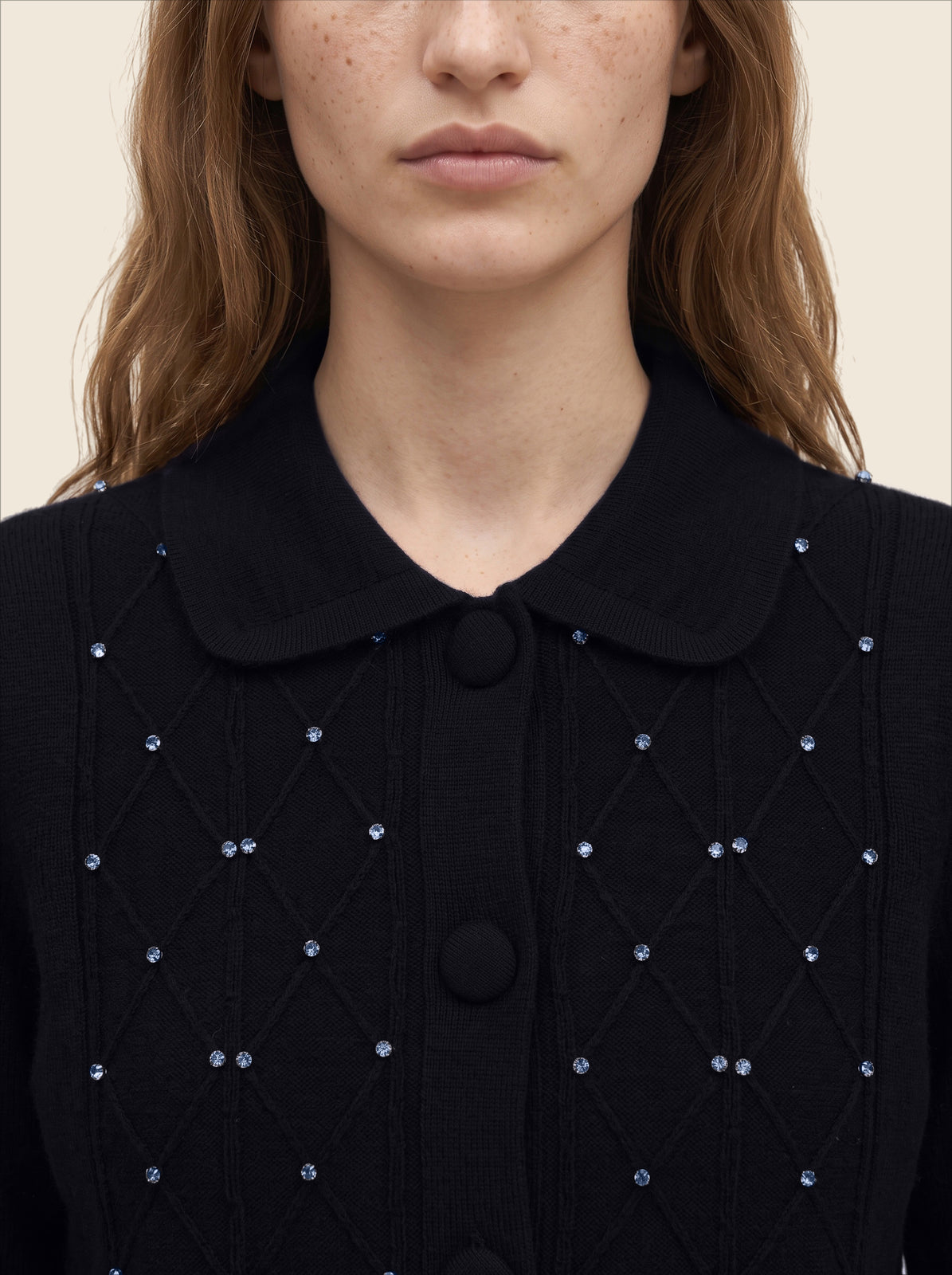 NAVY CRYSTAL CARDIGAN