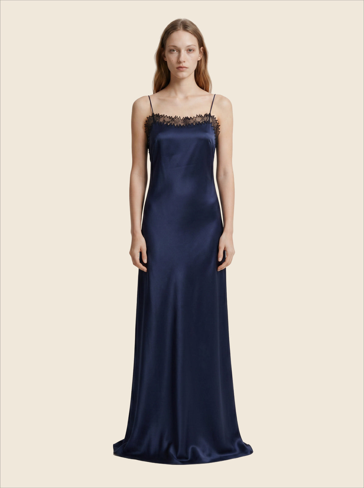 NAVY SATIN DRESS