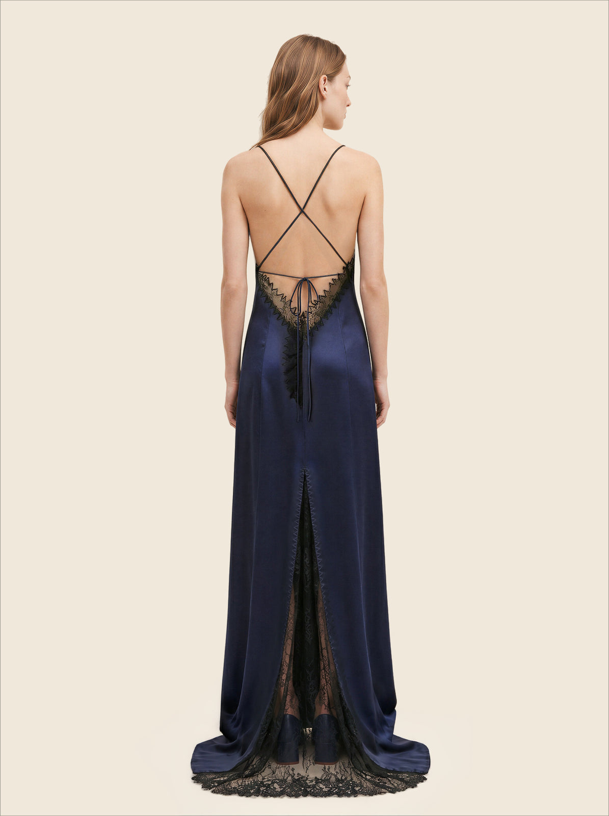 NAVY SATIN DRESS
