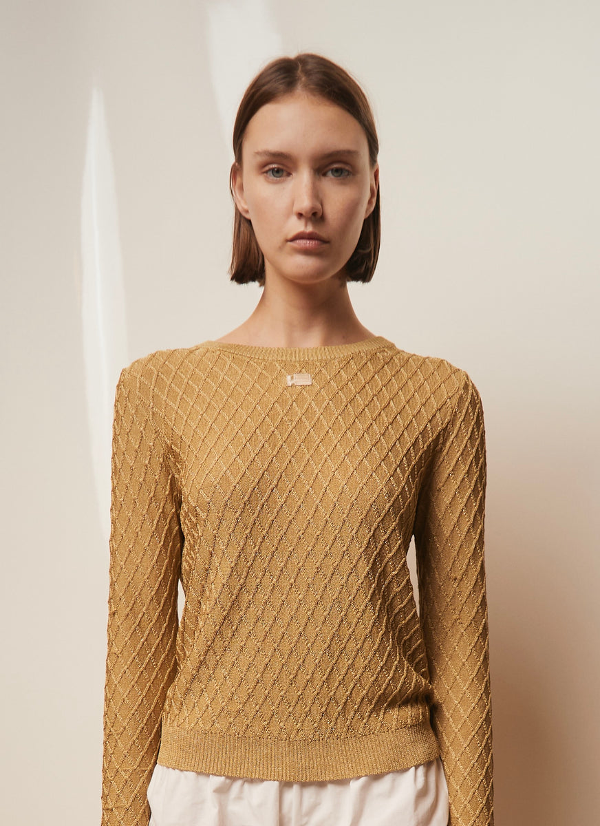 Golden metallic knit jersey