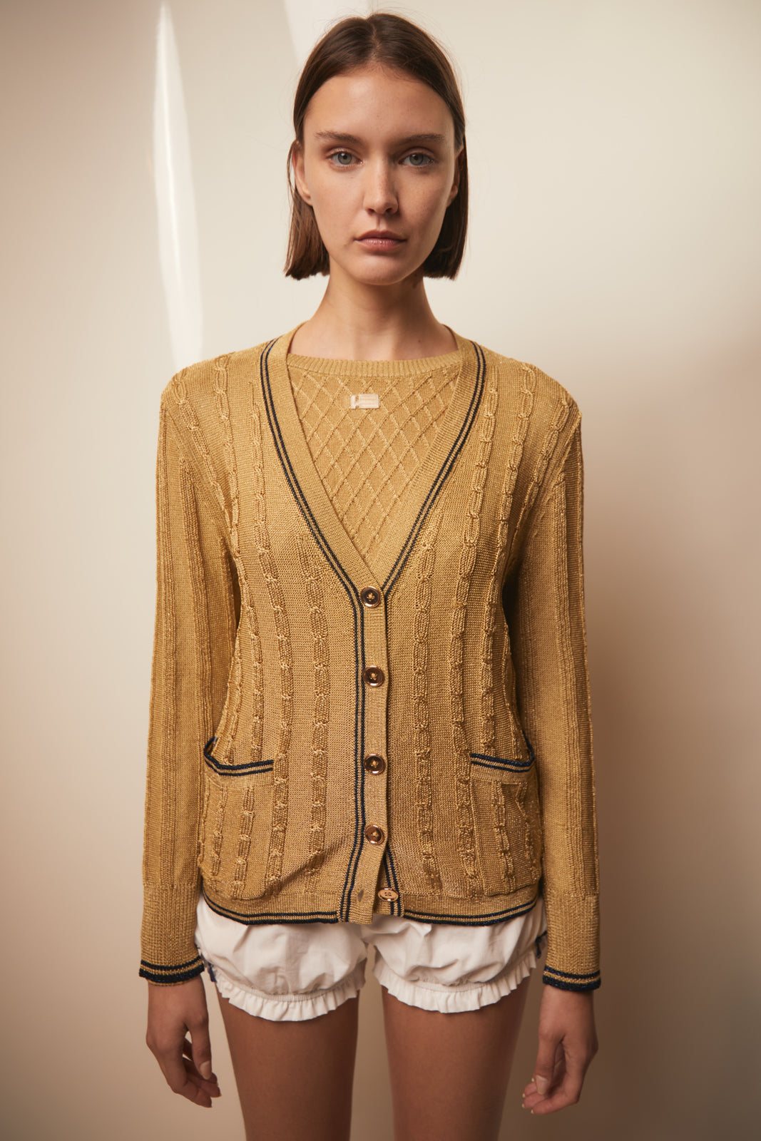 Metallic knit cardigan